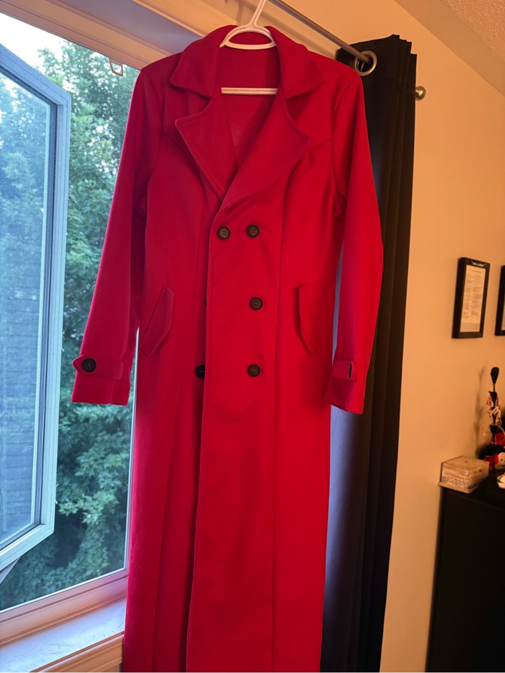 Classic Red Double-Breasted Women's Coat